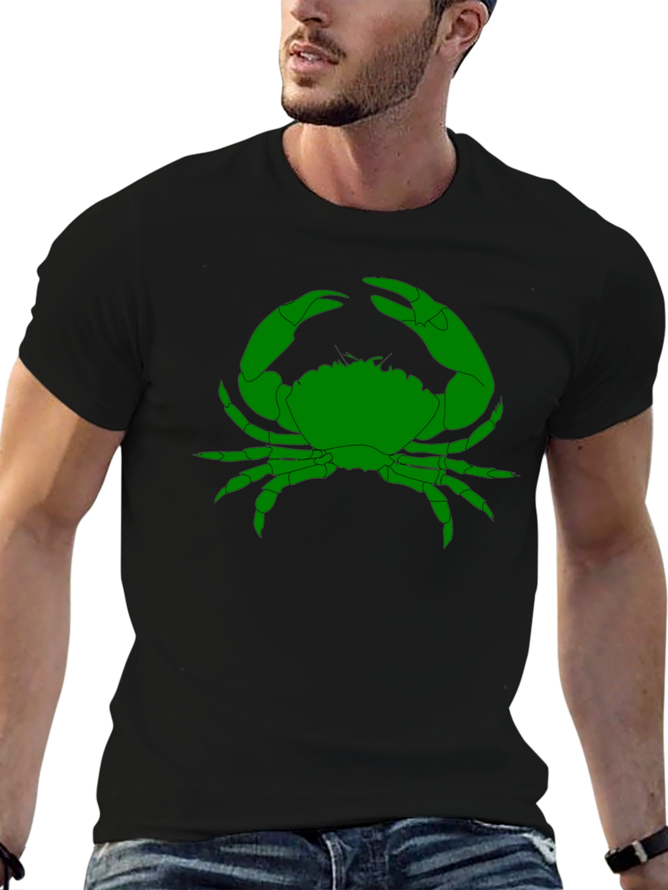 Black Green Crab Graphic T-Shirt - Black view 6