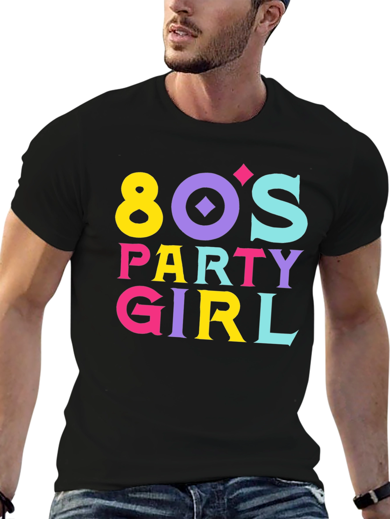 Black 80's Party Girl Graphic Tee view 6