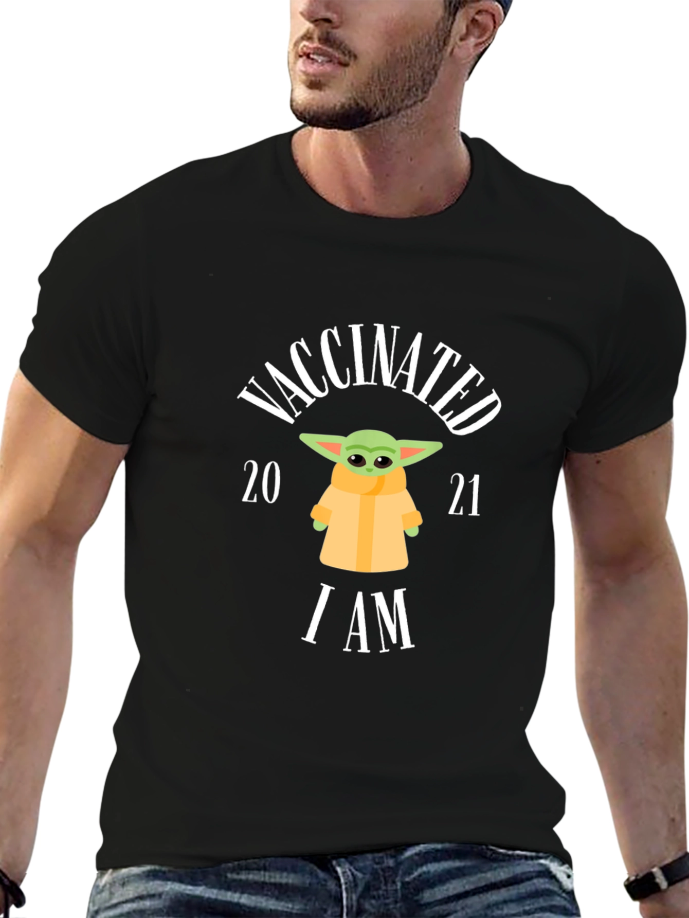 Black Vaccinated I Am T-Shirt view 6