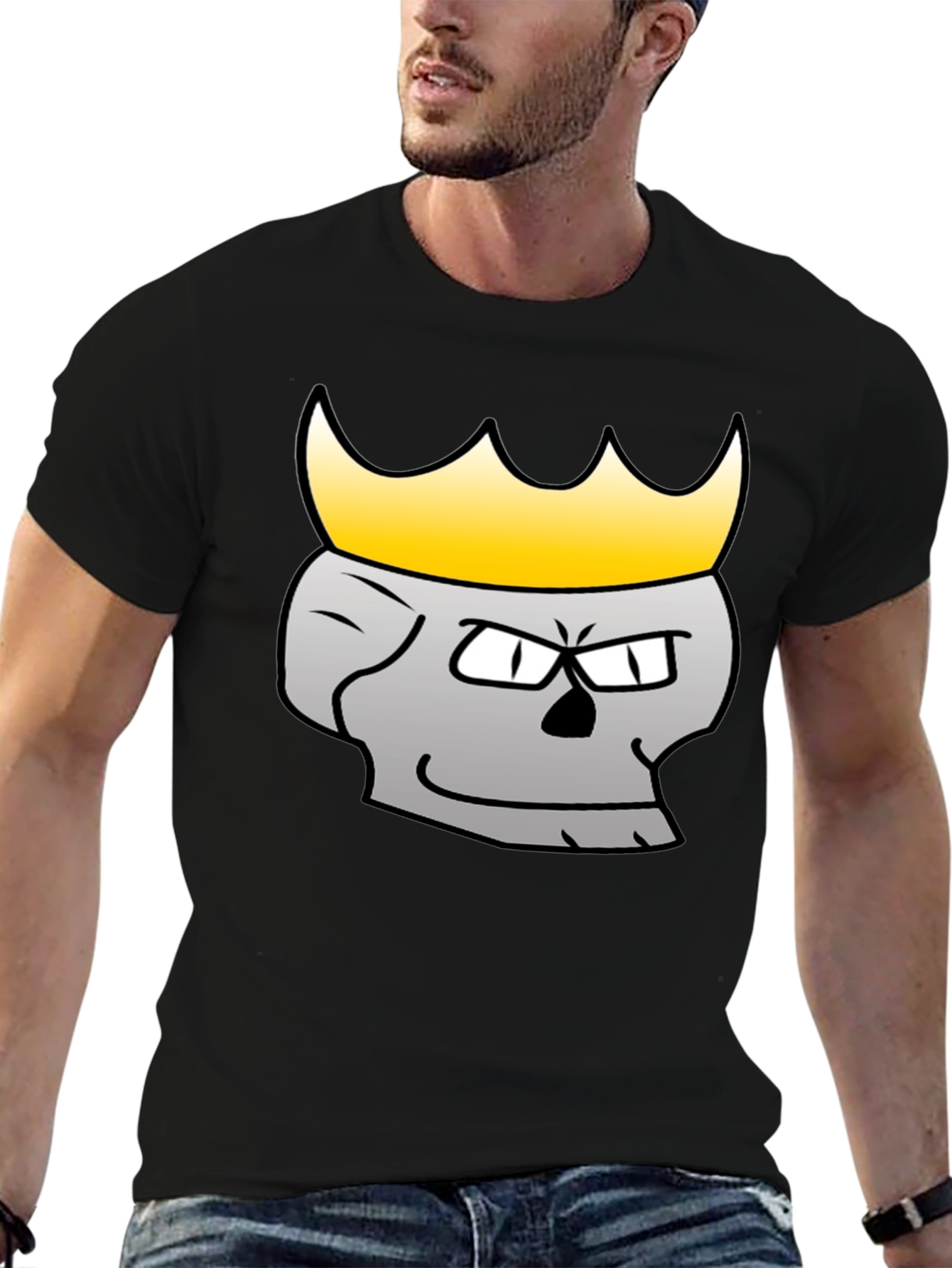 Black King Skull Graphic T-Shirt - Black Cotton Tee view 6