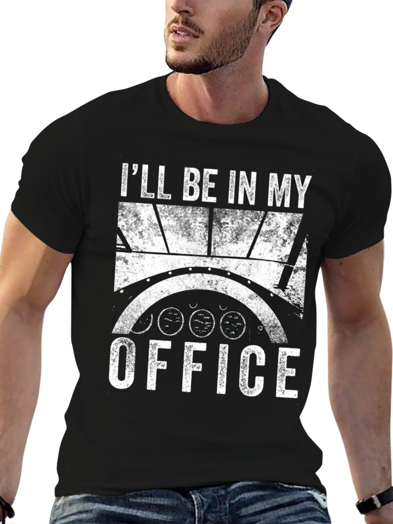 Black I'll Be In My Office Pilot T-Shirt - Aviation Gift view 6