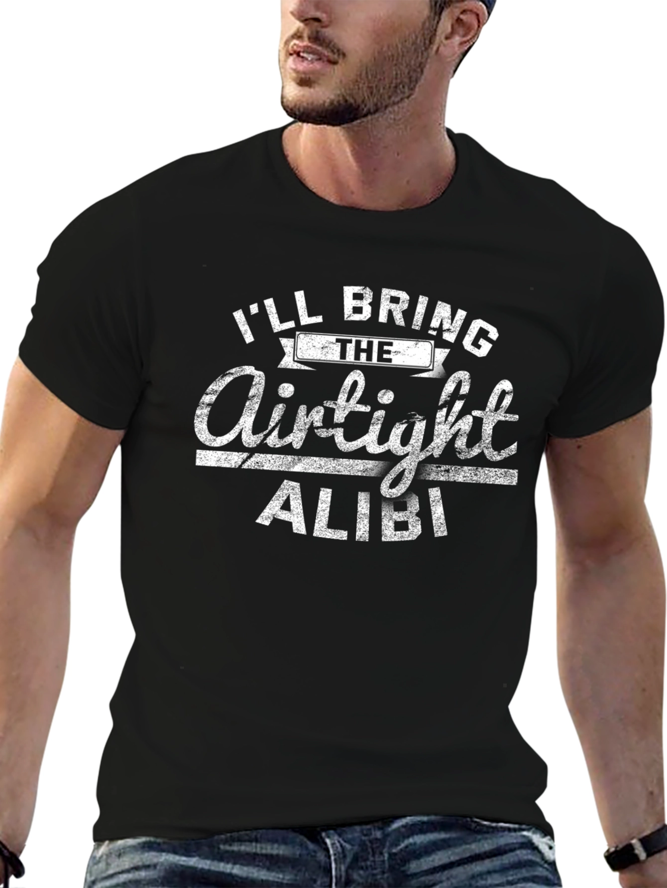 Black Airtight Alibi Novelty Graphic T-Shirt view 6