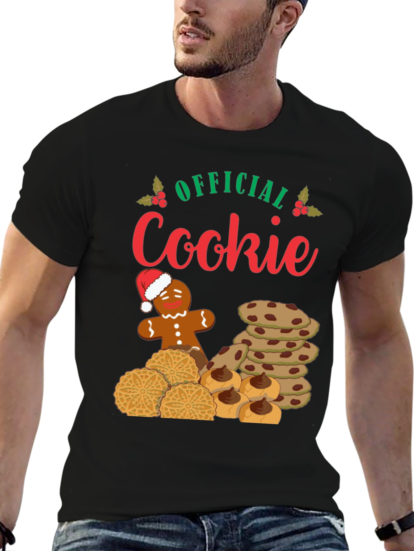 Black Official Cookie Christmas T-Shirt view 6