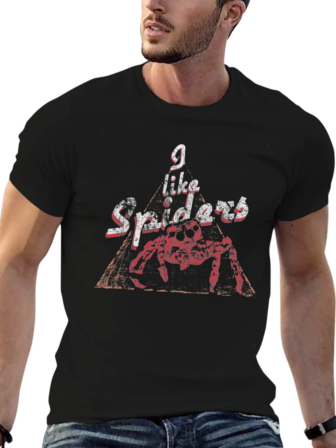 Black I Like Spiders Black Graphic Tee view 6
