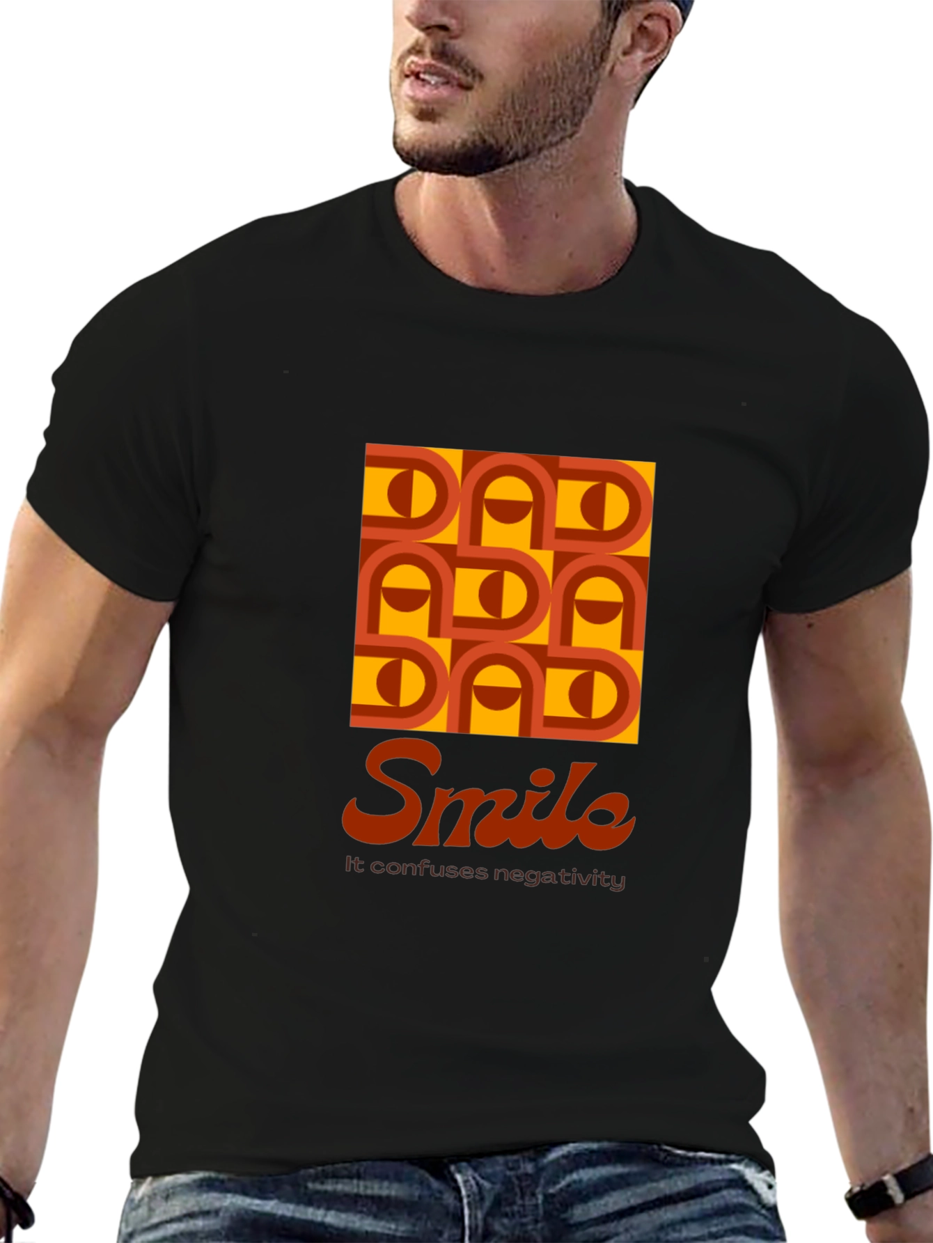 Black Dad Smile Graphic T-Shirt - Retro Style, Soft Cotton view 6