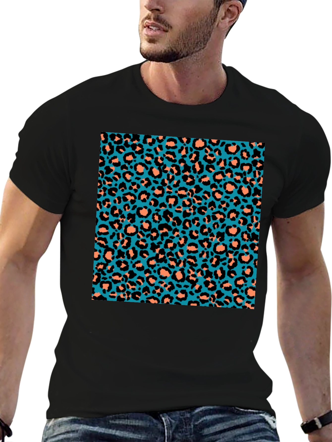 Black Funky Leopard Print Tee view 6