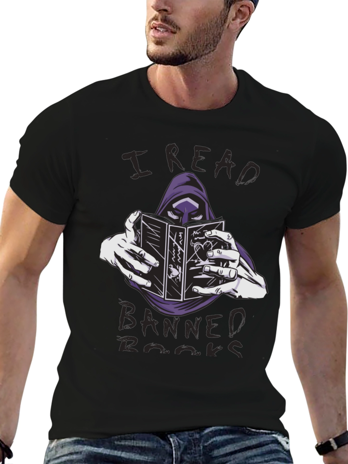Black I Read Banned Books T-Shirt Grim Reaper Reader Tee view 6