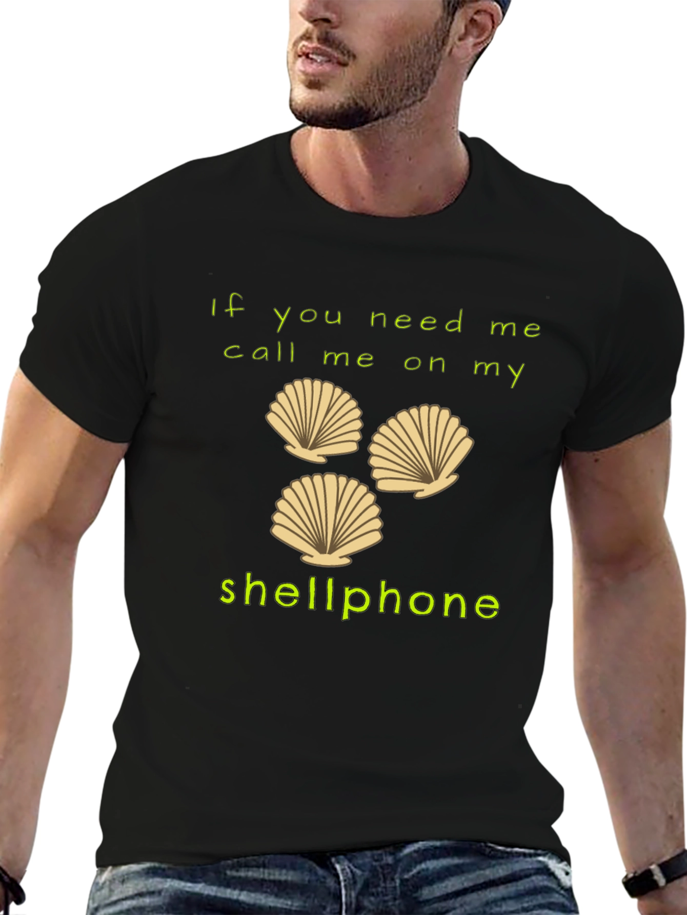 Black Shellphone T-Shirt - Funny Beach Humor Tee view 6