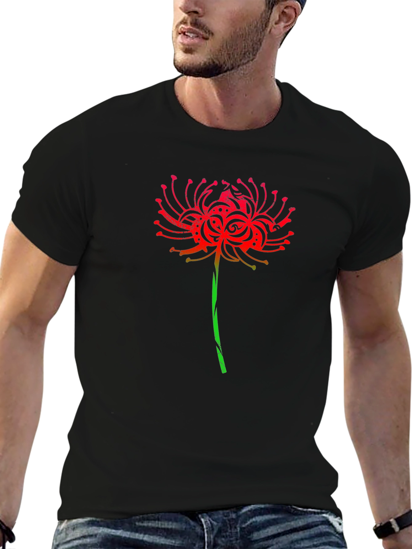 Black Red Spider Lily Graphic Tee view 6
