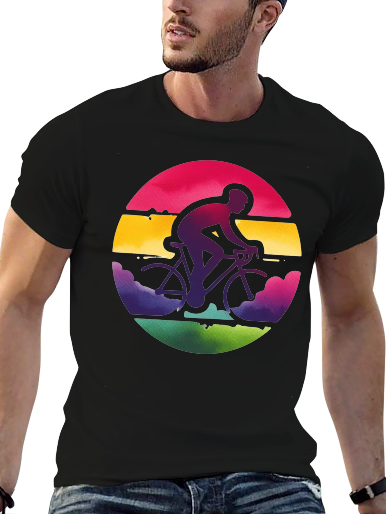 Black Retro Cycling T-Shirt view 6