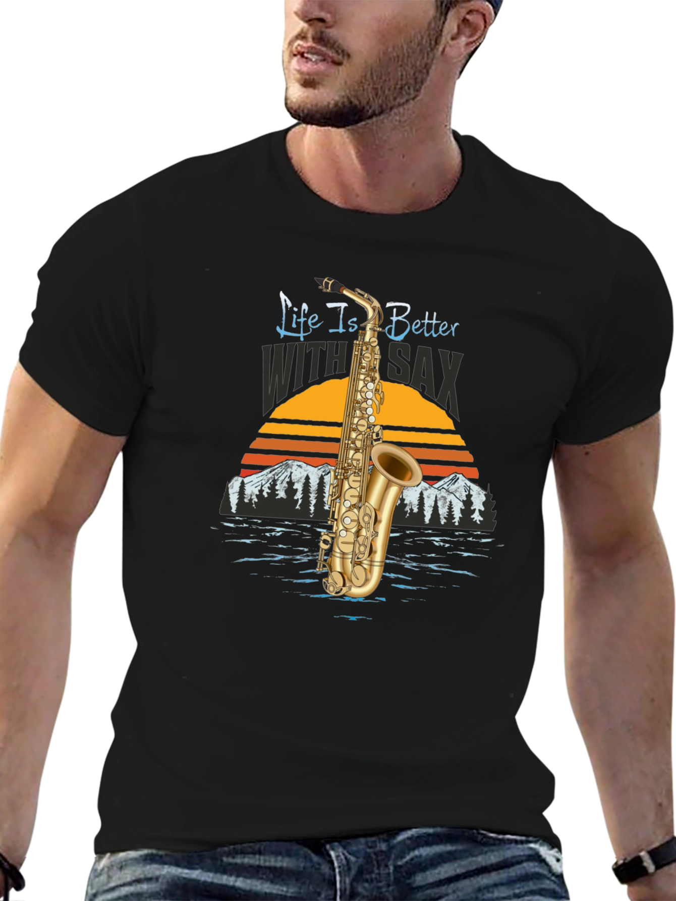 Black Life is Better with Sax Black T-Shirt view 6