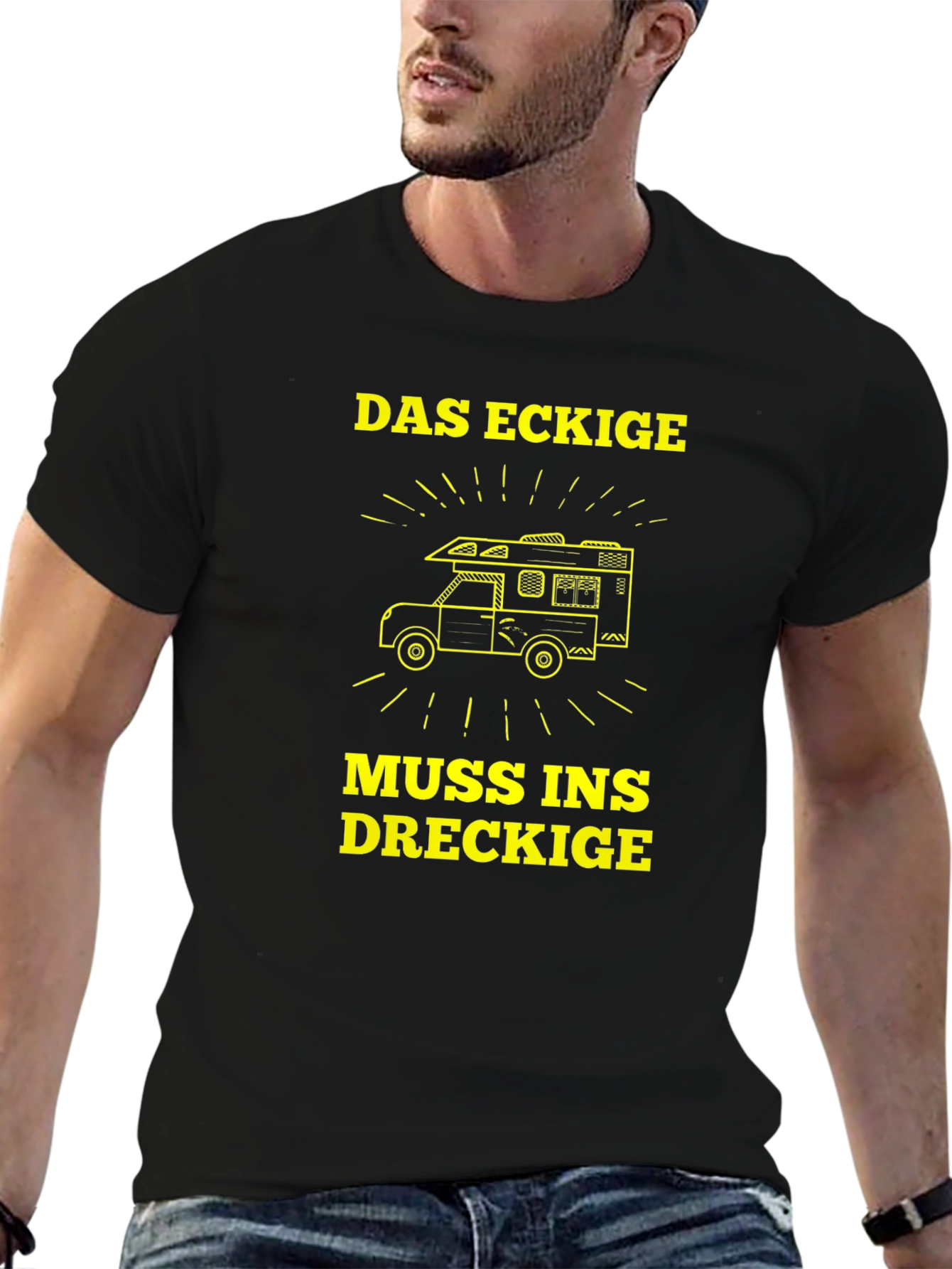 Black Das Eckige Muss Ins Dreckige Camper T-Shirt view 6