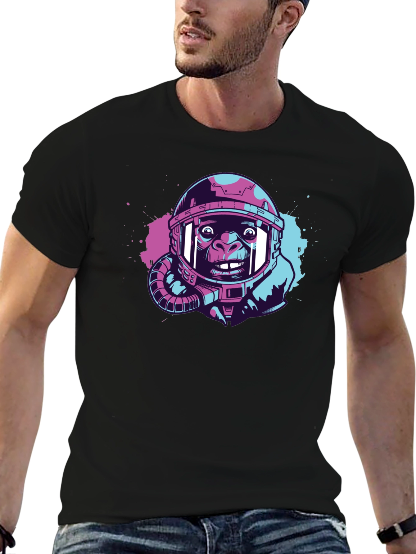 Black Ape Astronaut Graphic T-Shirt - Trendy Space Design view 6