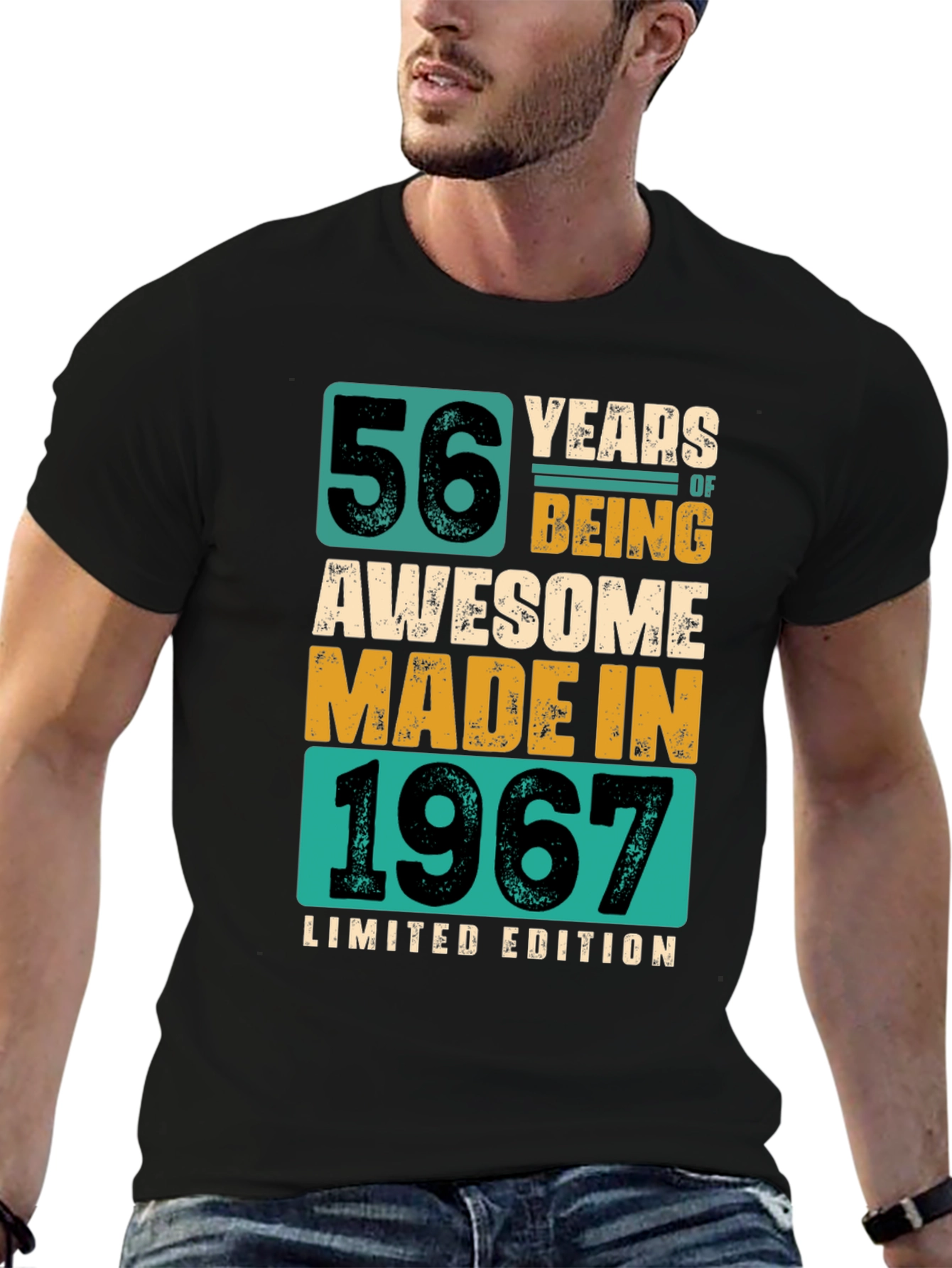 Black 56 Years Awesome 1967 Limited Edition Graphic T-Shirt view 6