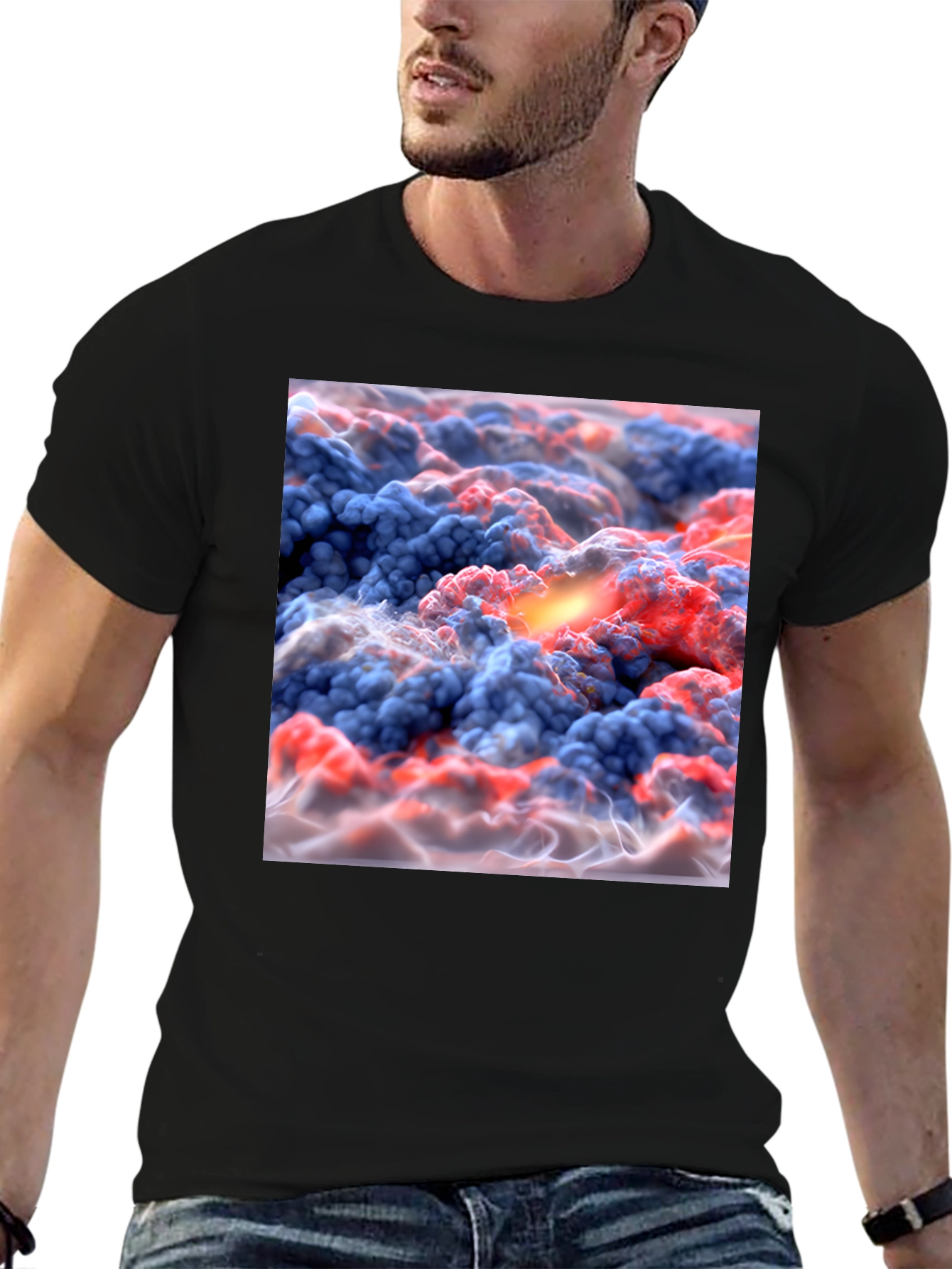 Black Abstract Cloudscape T-Shirt - Unique Graphic Tee view 6