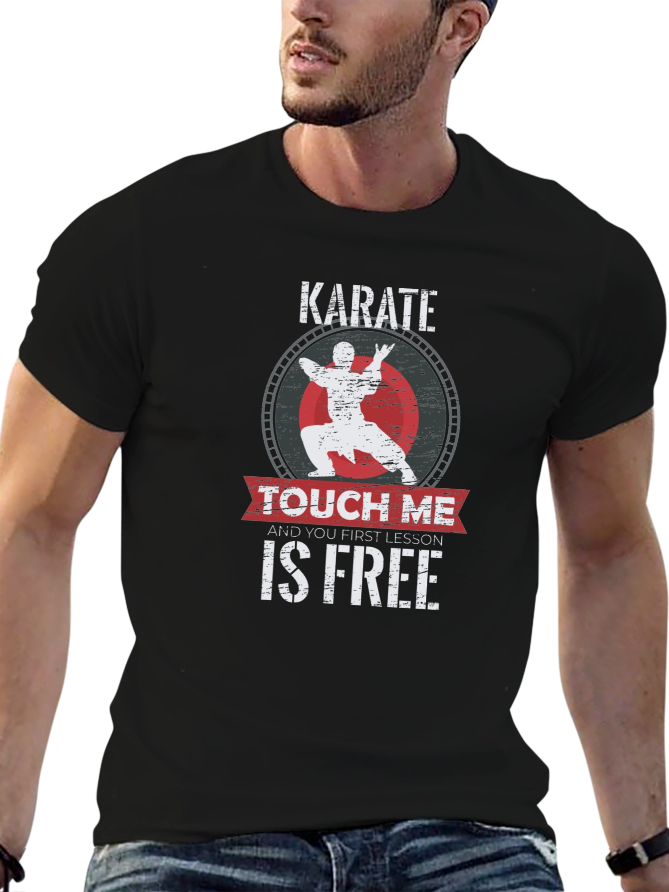 Black Karate Touch Me T-Shirt - Funny Martial Arts Tee view 6
