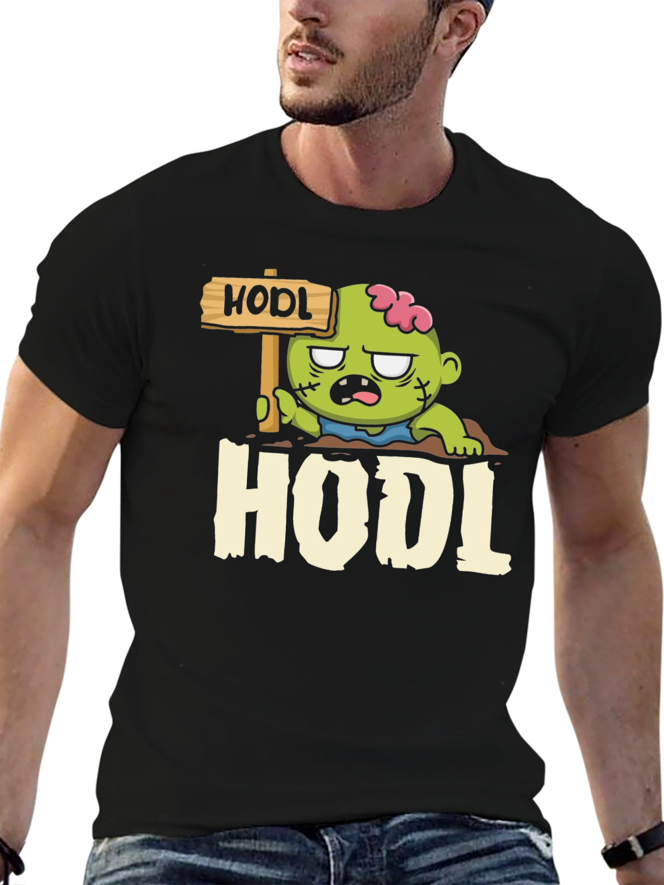 Black Zombie HODL T-Shirt - Crypto Investor Apparel view 6