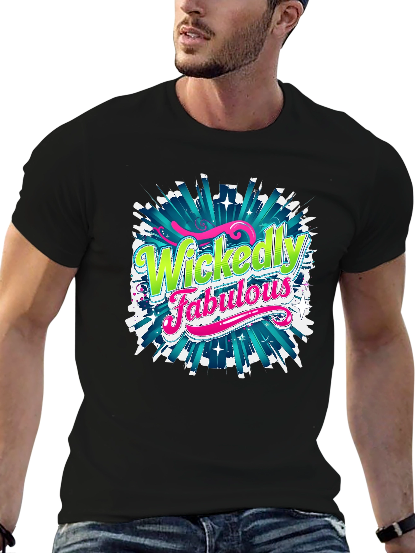 Black Wickedly Fabulous Graphic Tee - Black Cotton T-Shirt view 6