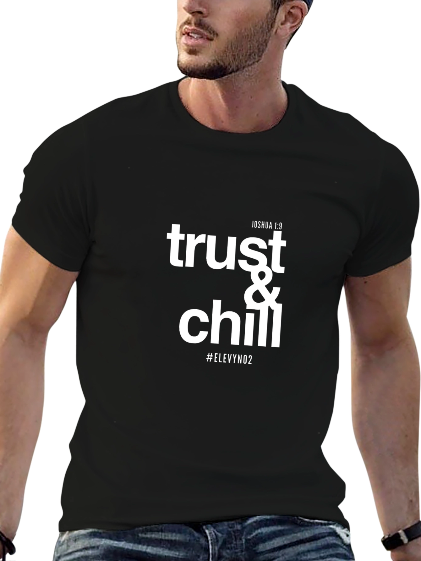 Black Trust & Chill Graphic Tee - Men's Black T-Shirt view 6