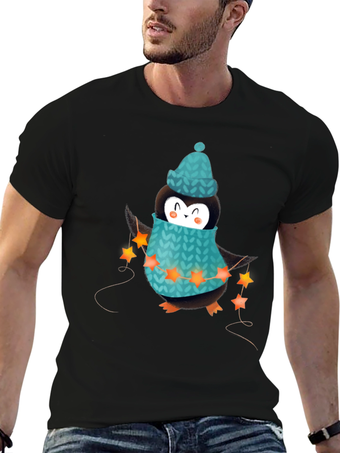 Black Festive Penguin T-Shirt - Holiday Ready! view 6