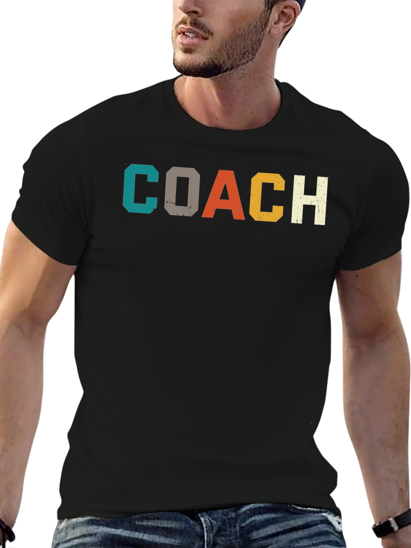 Black Retro Coach T-Shirt - Vintage Style Graphic Tee view 6