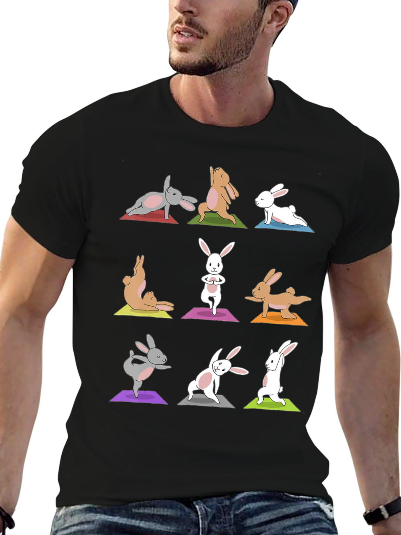 Black Yoga Bunny T-Shirt - Relax in Style view 6
