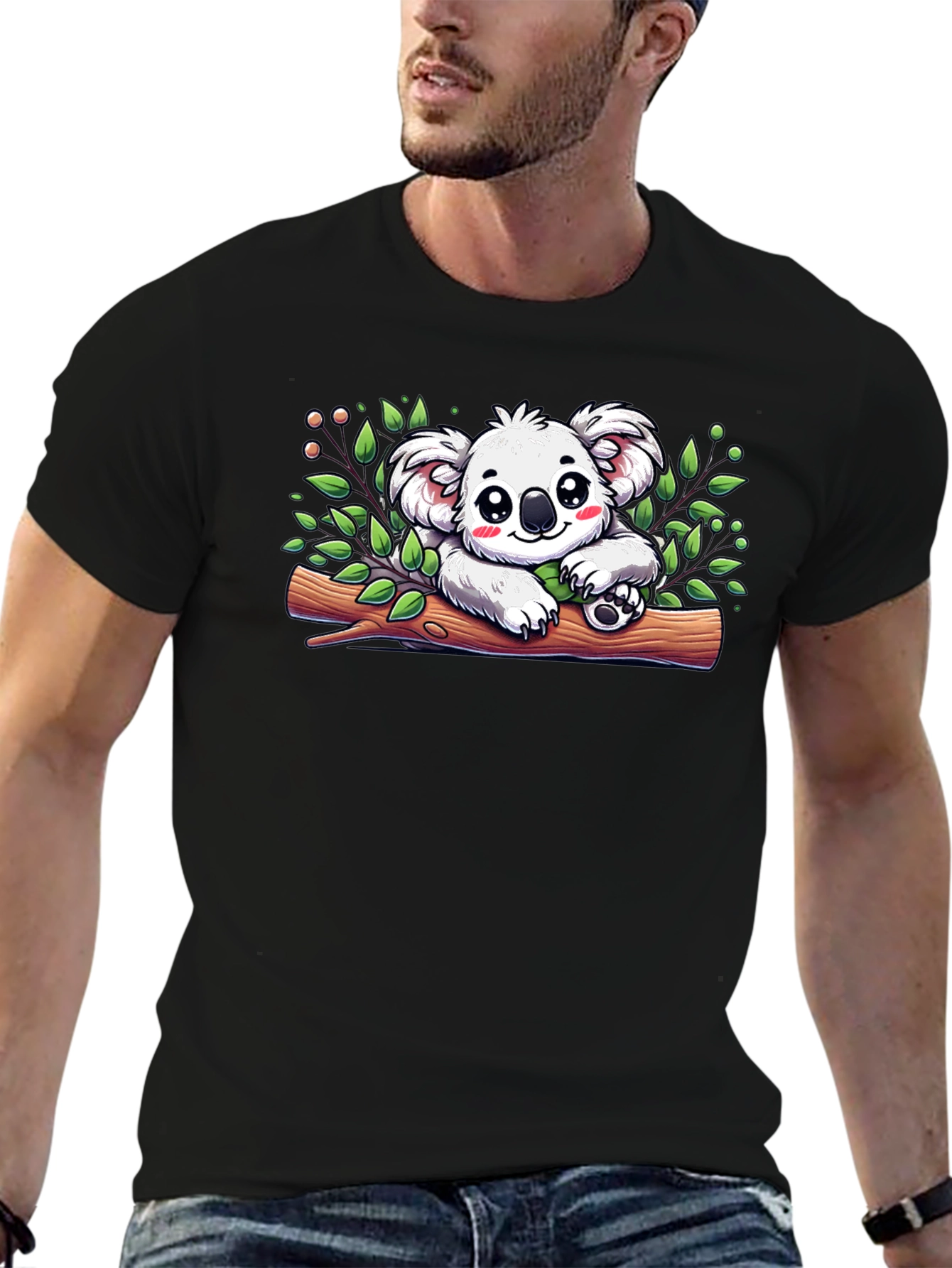 Black Koala Bear Graphic Black T-Shirt view 6