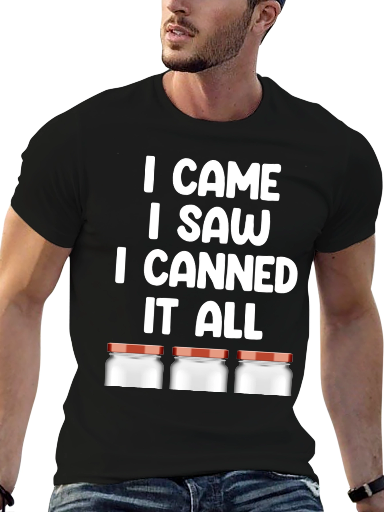 Black I CAME I SAW I CANNED T-Shirt view 6