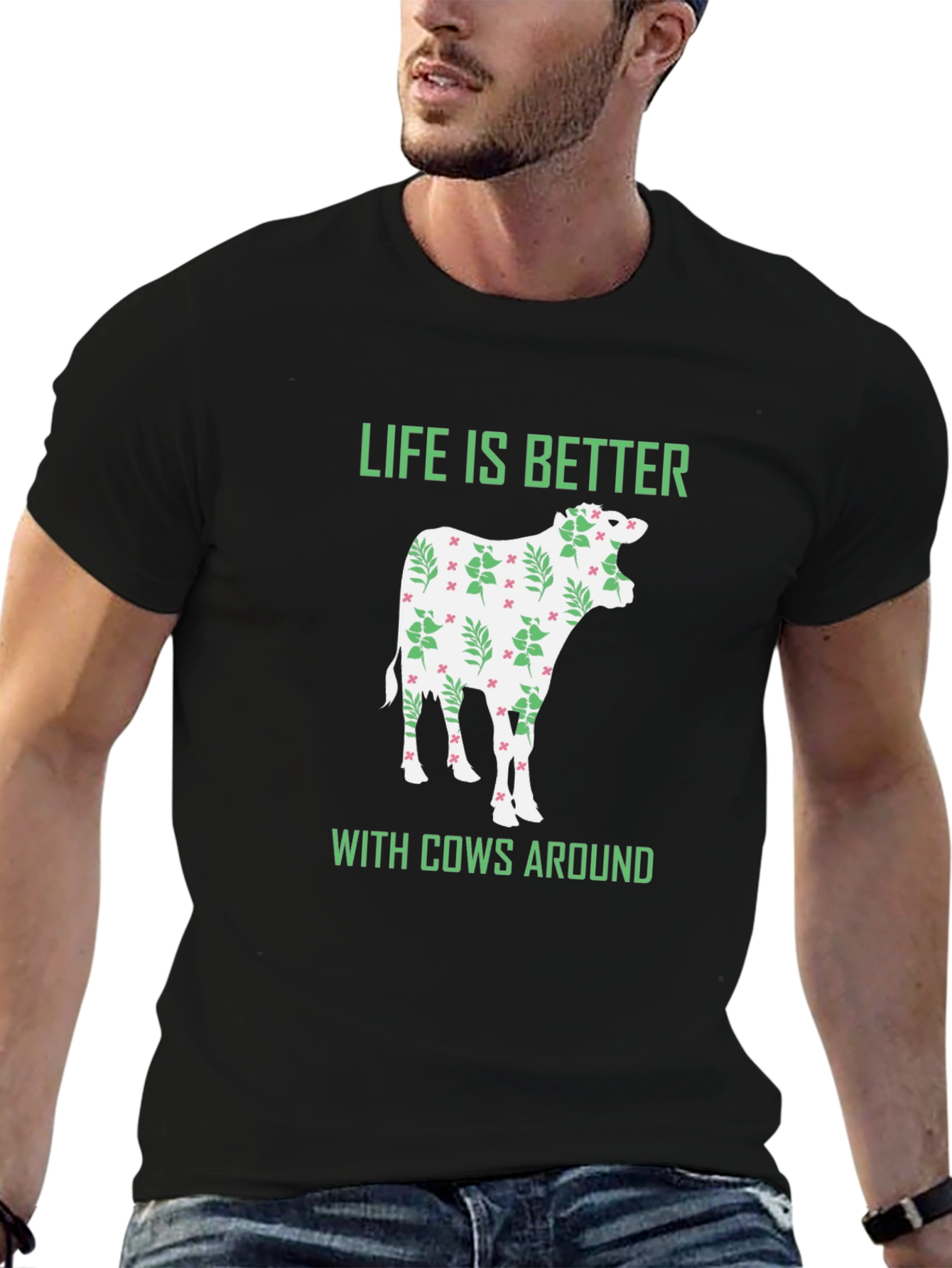 Black Life Is Better With Cows T-Shirt view 6