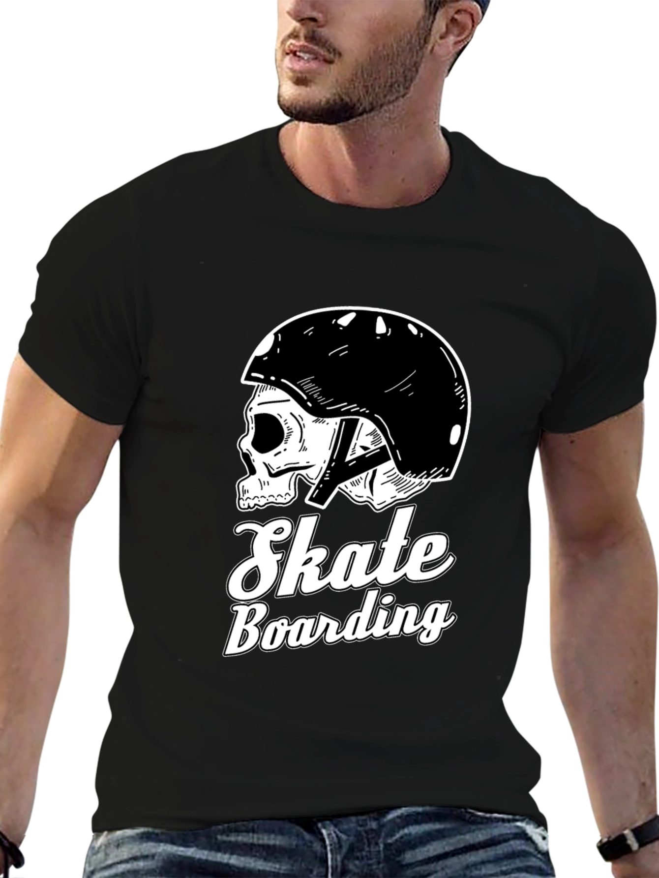 Black Skull Skateboarding T-Shirt view 6