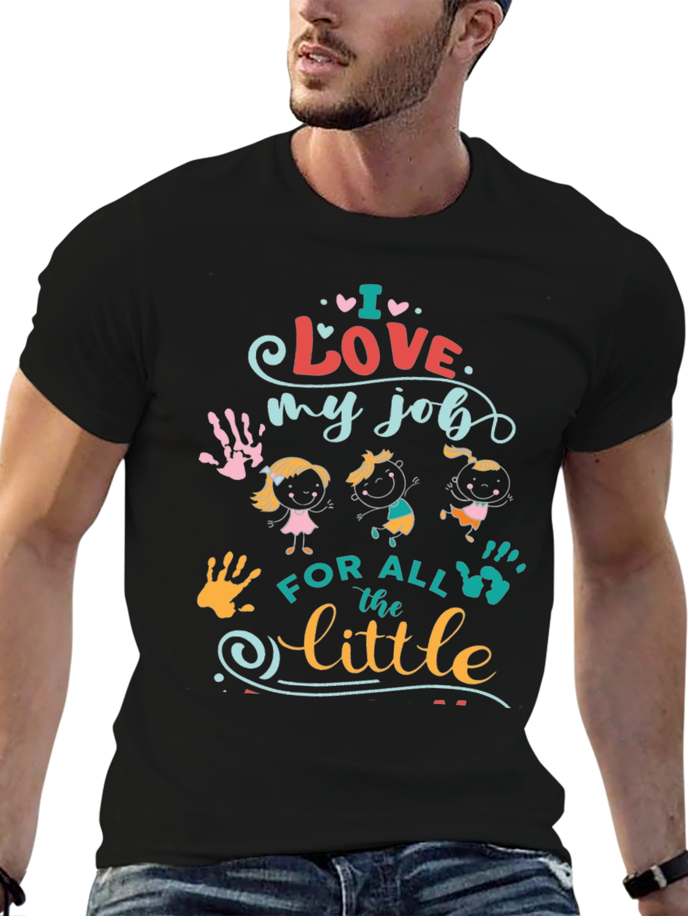 Black I Love My Job Teacher T-Shirt view 6