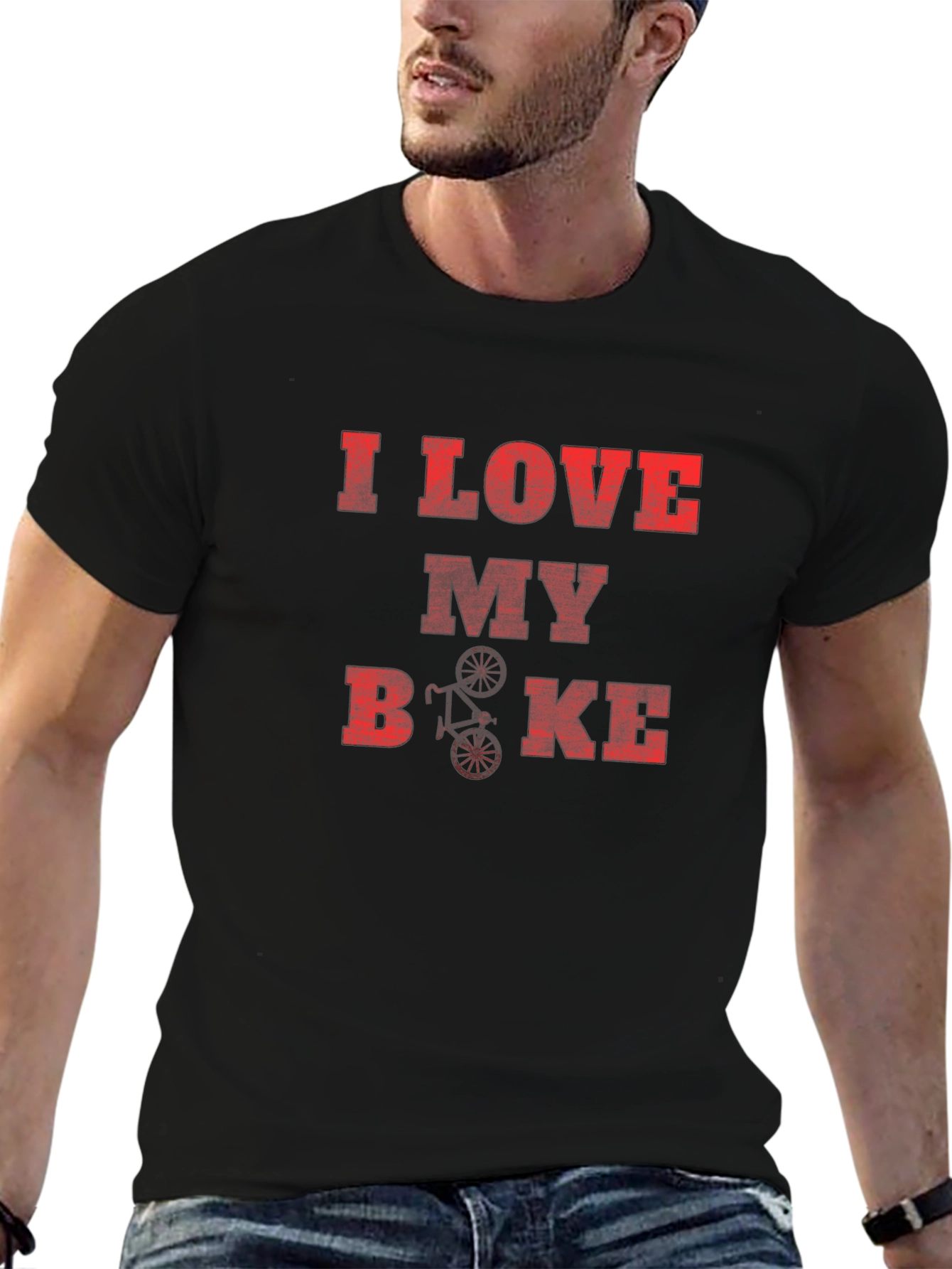 Black I Love My Bike Graphic T-Shirt - Casual Style view 6