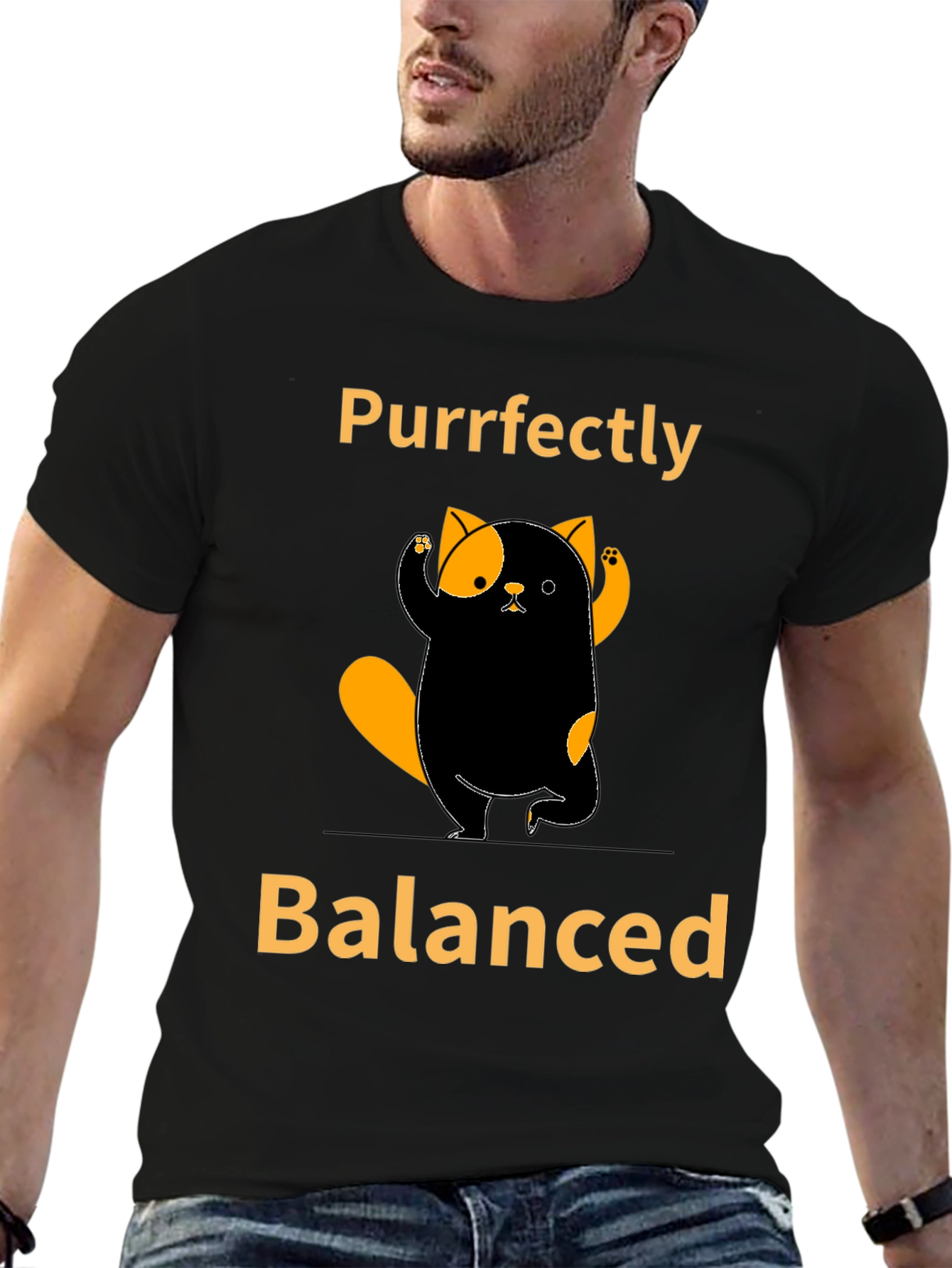 Black Purrfectly Balanced Cat T-Shirt view 6