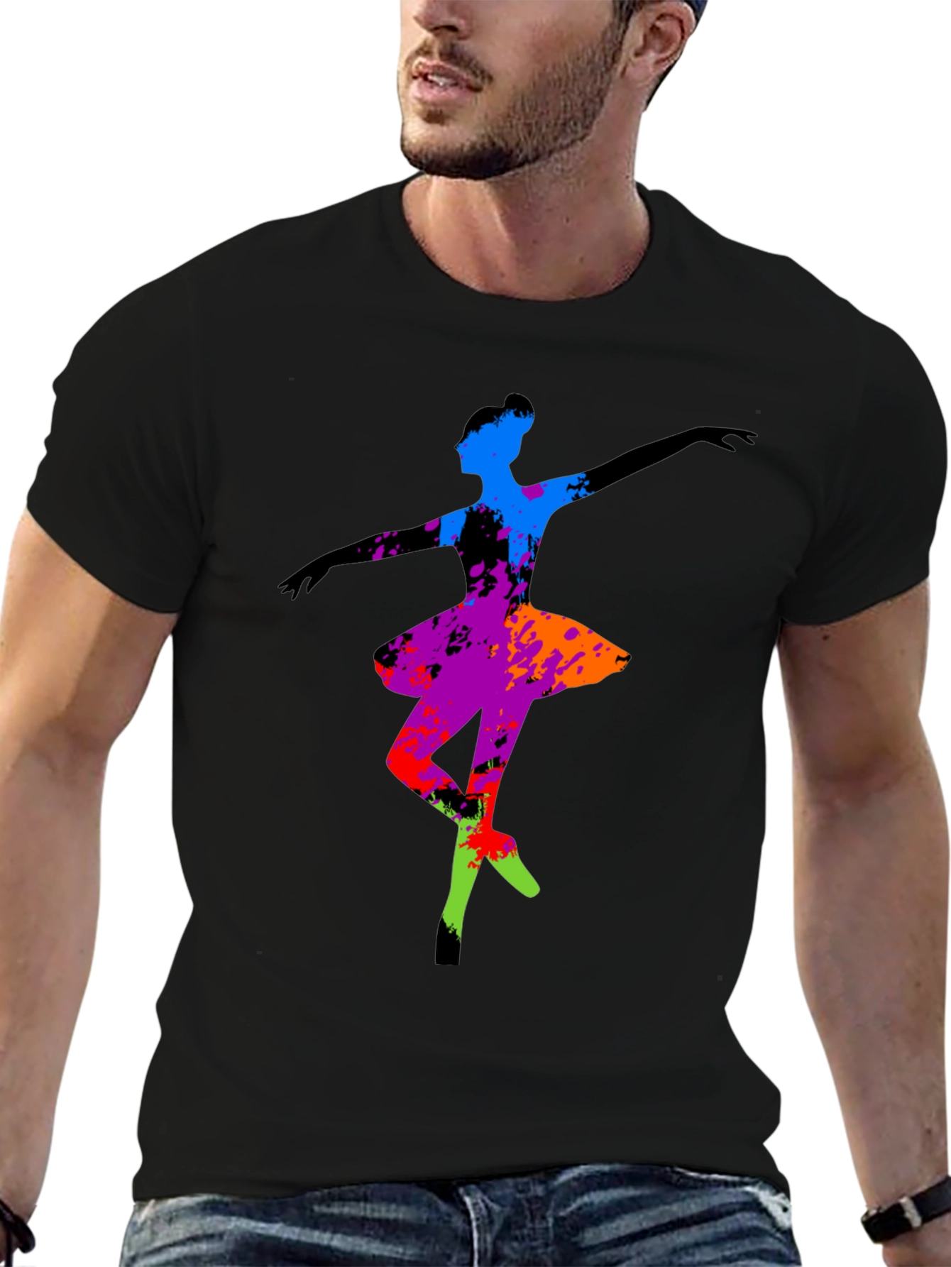 Black Abstract Ballerina Graphic Tee - Black view 6