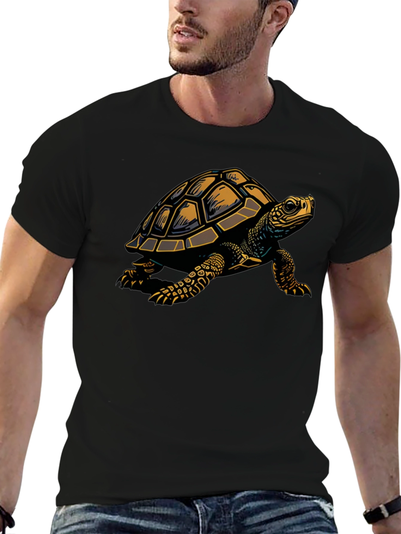 Black Turtle Graphic Tee - Stylish Black Cotton Blend T-Shirt view 6