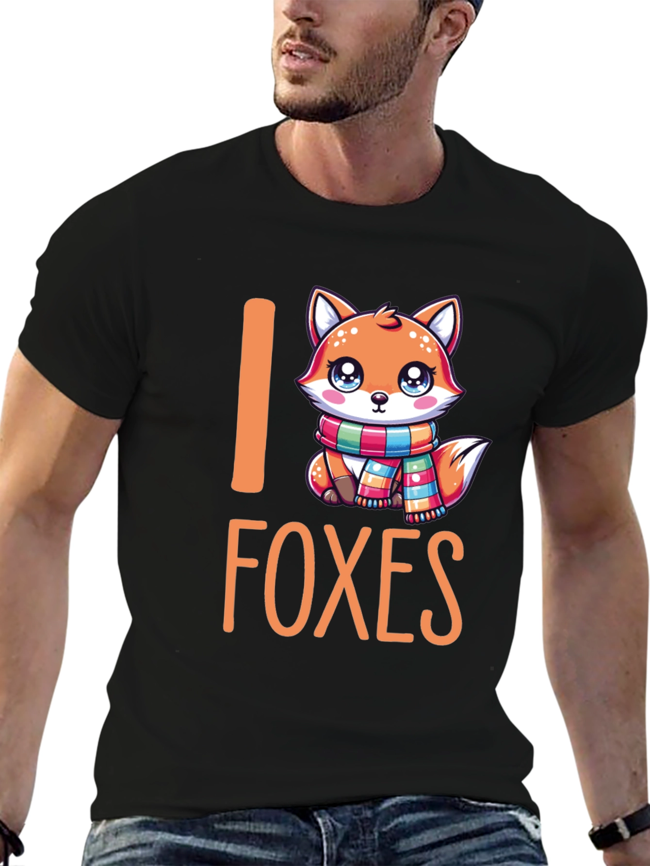 Black I Love Foxes Graphic T-Shirt view 6