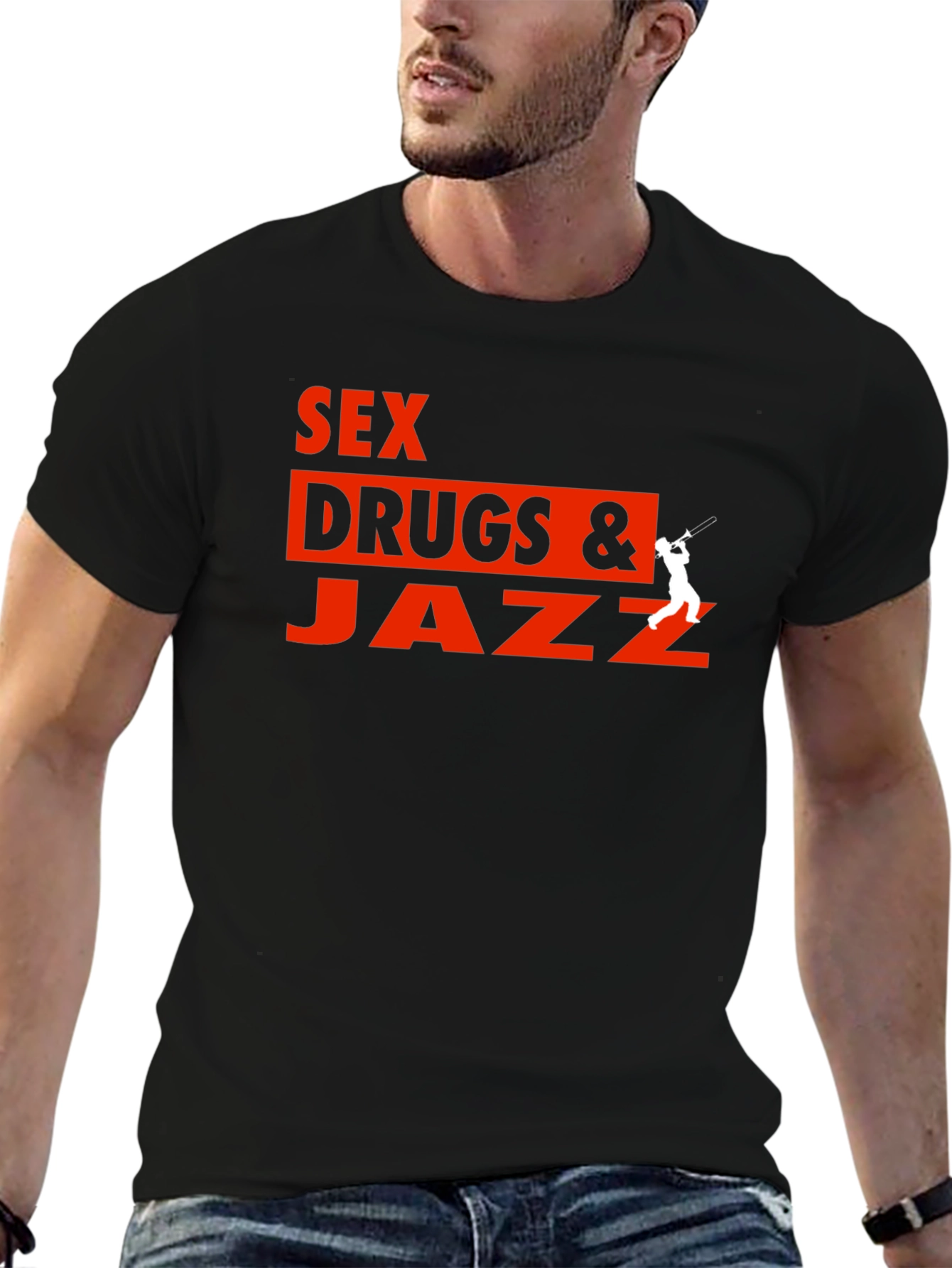 Black Sex Drugs & Jazz Graphic T-Shirt view 6