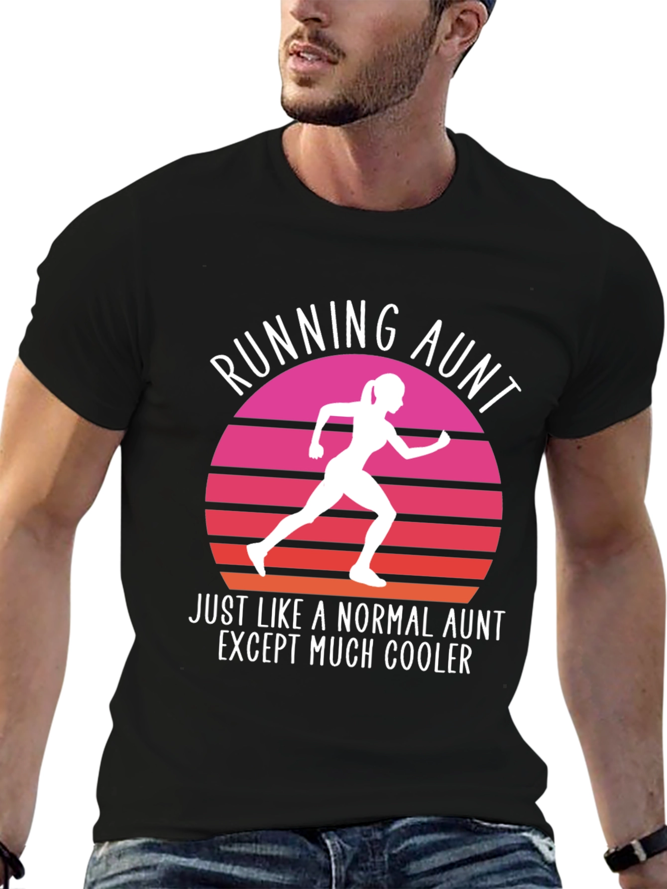 Black Running Aunt T-Shirt - Cool Aunt Gift view 6