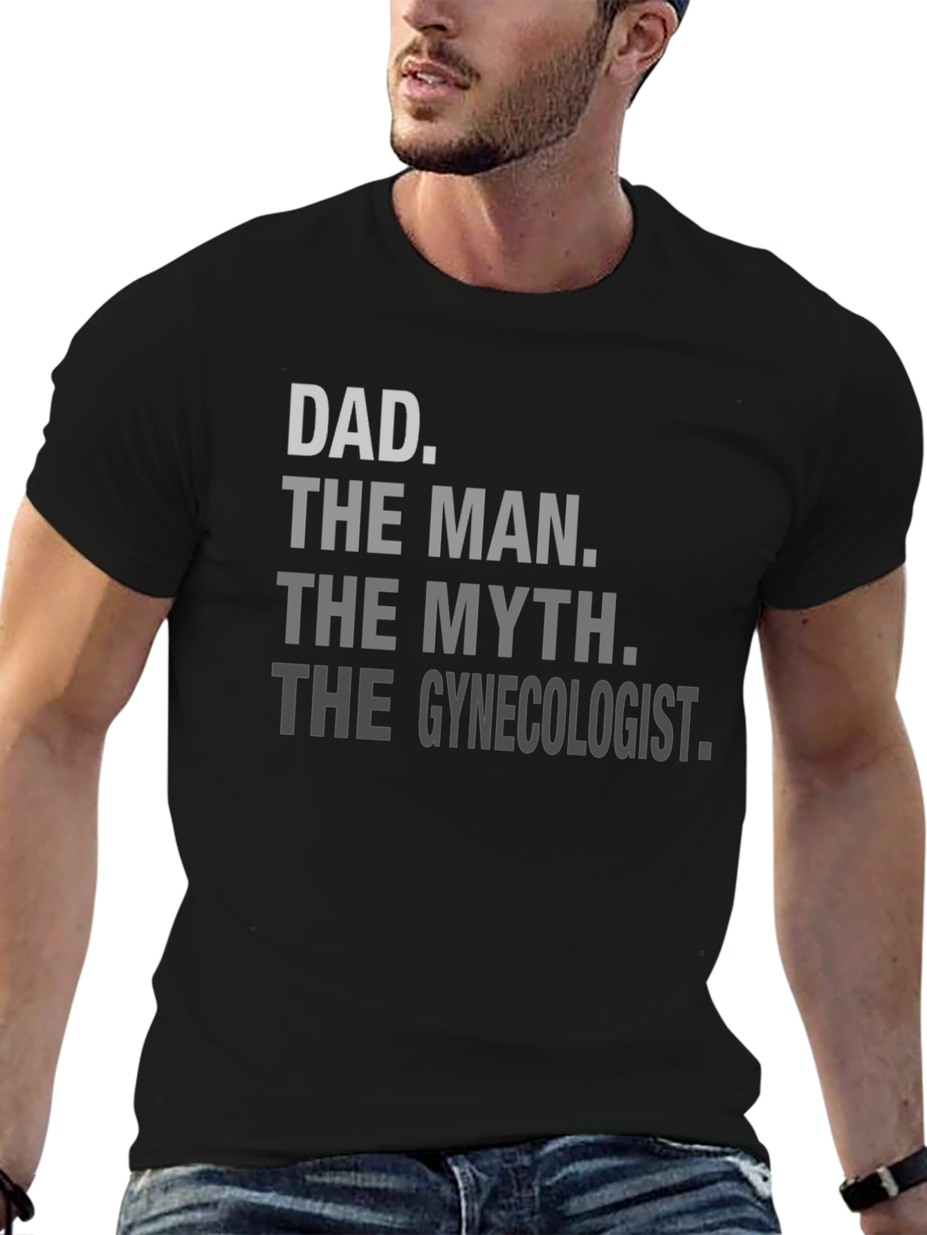 Black Dad The Man Gynecologist Black T-Shirt view 6