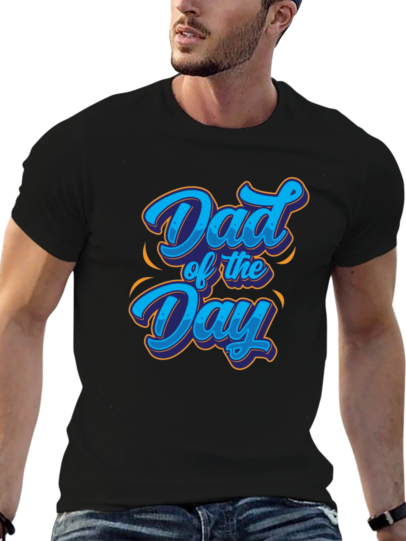 Black Dad of the Day Graphic T-Shirt - Black view 6