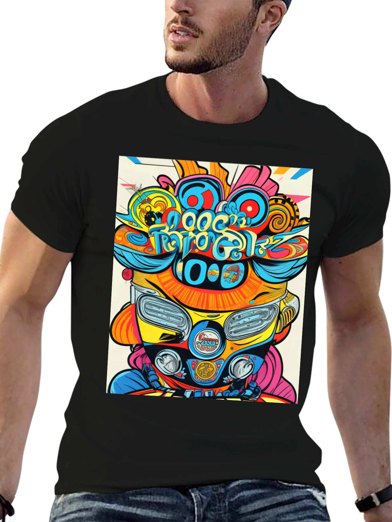 Black Psychedelic Scooter T-Shirt view 6