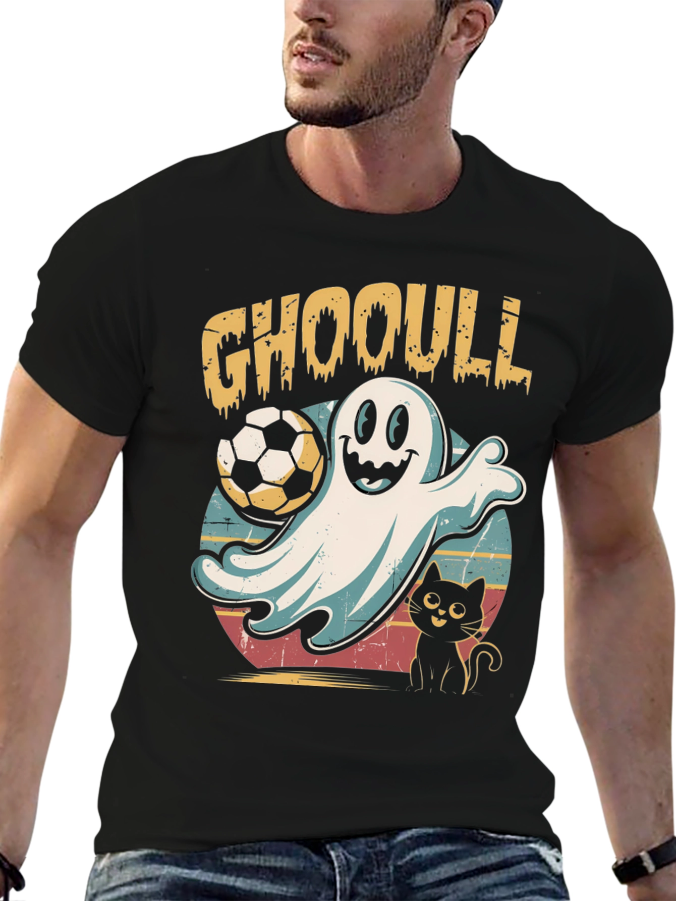 Black GHOOULL Soccer Ghost T-Shirt view 6