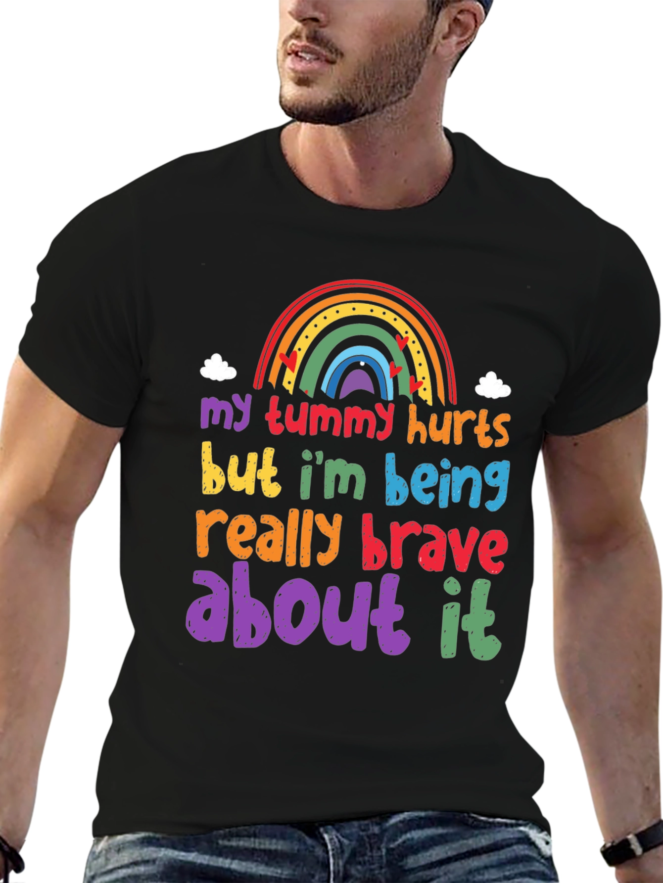 Black Brave Tummy Hurts Graphic Tee view 6