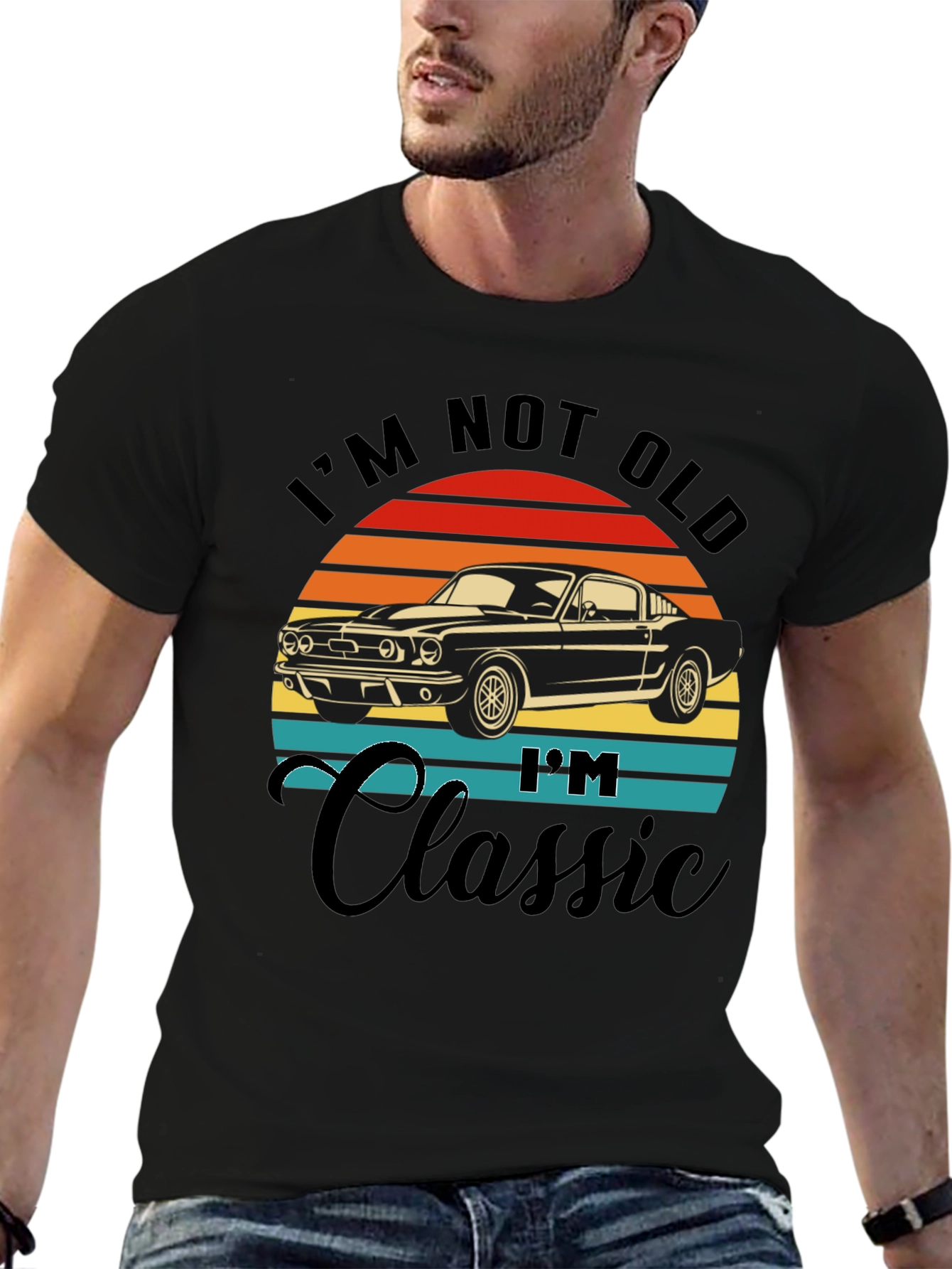 Black I'm Not Old I'm Classic Car T-Shirt view 6