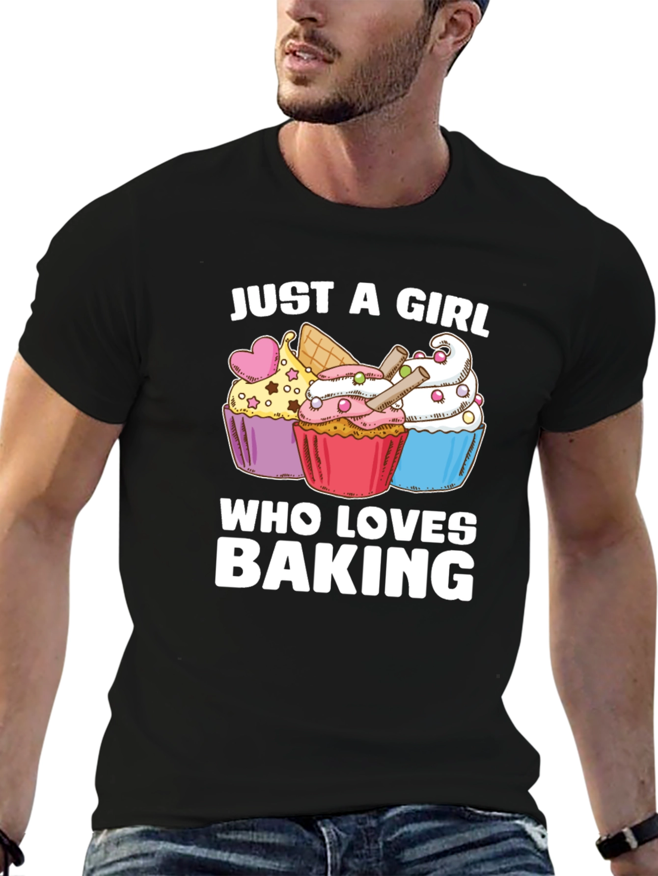 Black Just A Girl Who Loves Baking Cupcake T-Shirt view 6