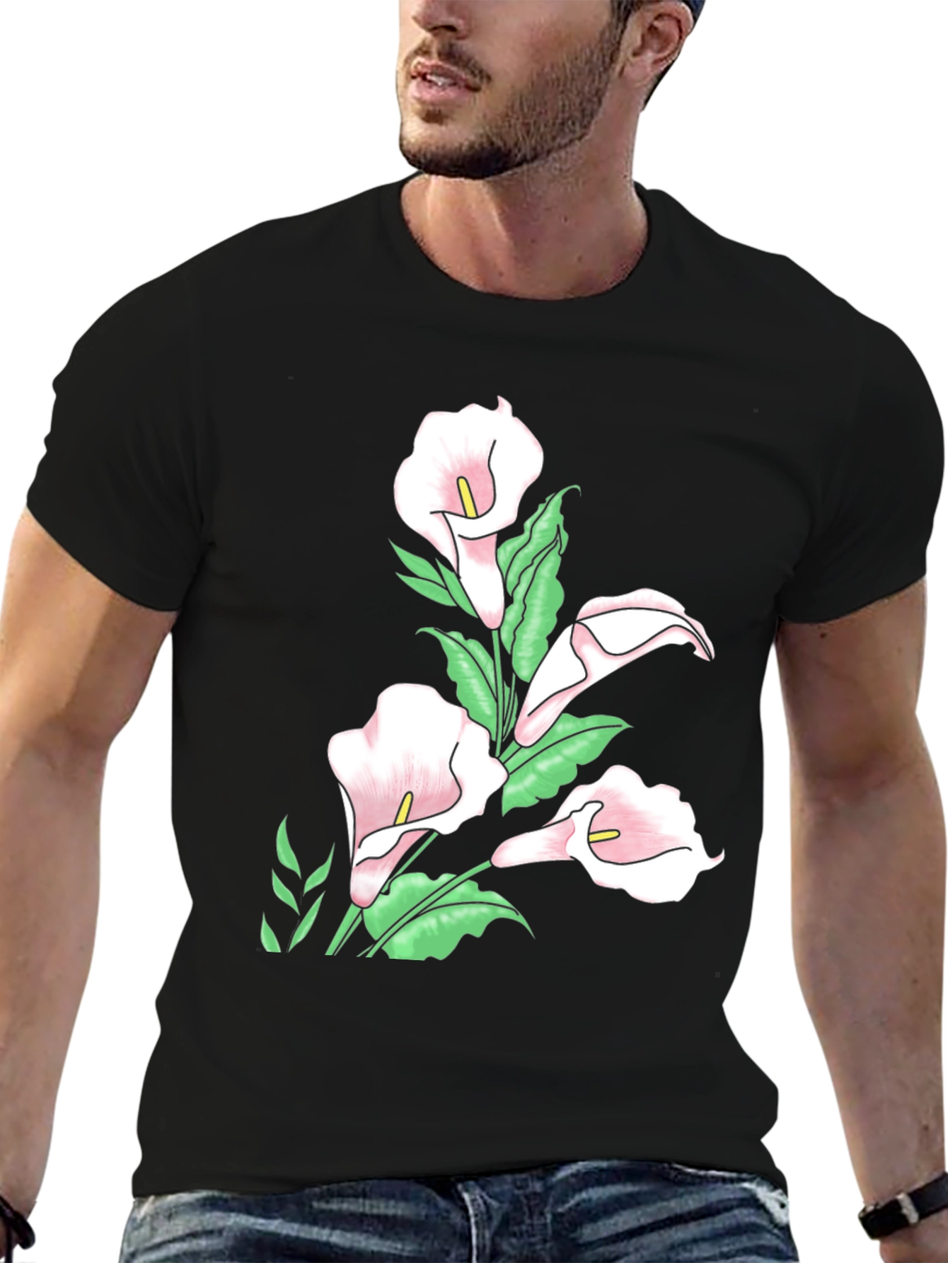 Black Black Floral Calla Lily T-Shirt view 6