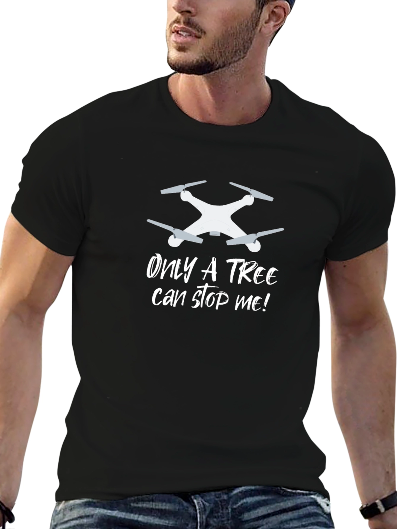 Black Drone Pilot T-Shirt - "Only A Tree Can Stop Me!" view 6