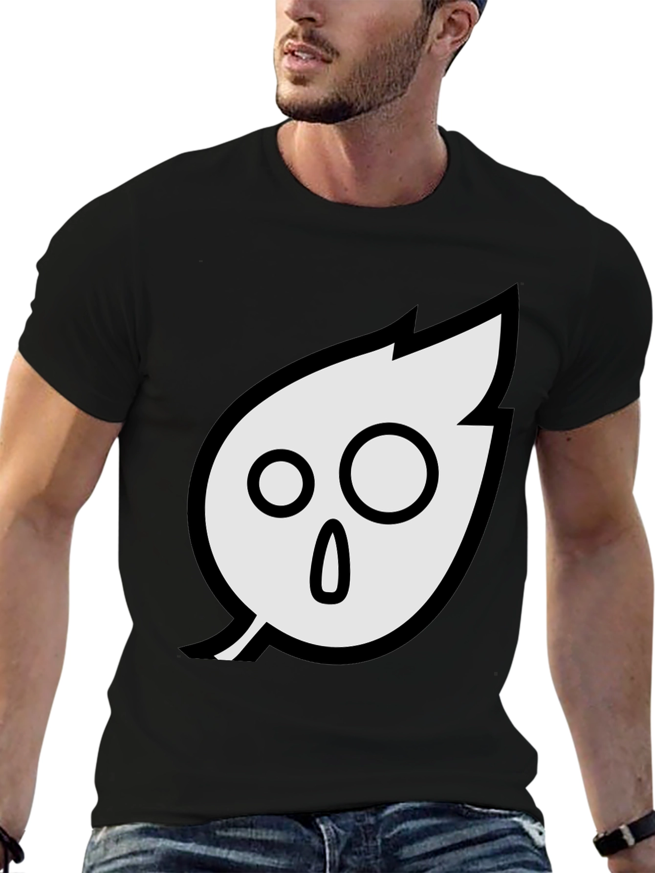 Black Spooky Leaf Graphic Tee - Soft Cotton Blend view 6