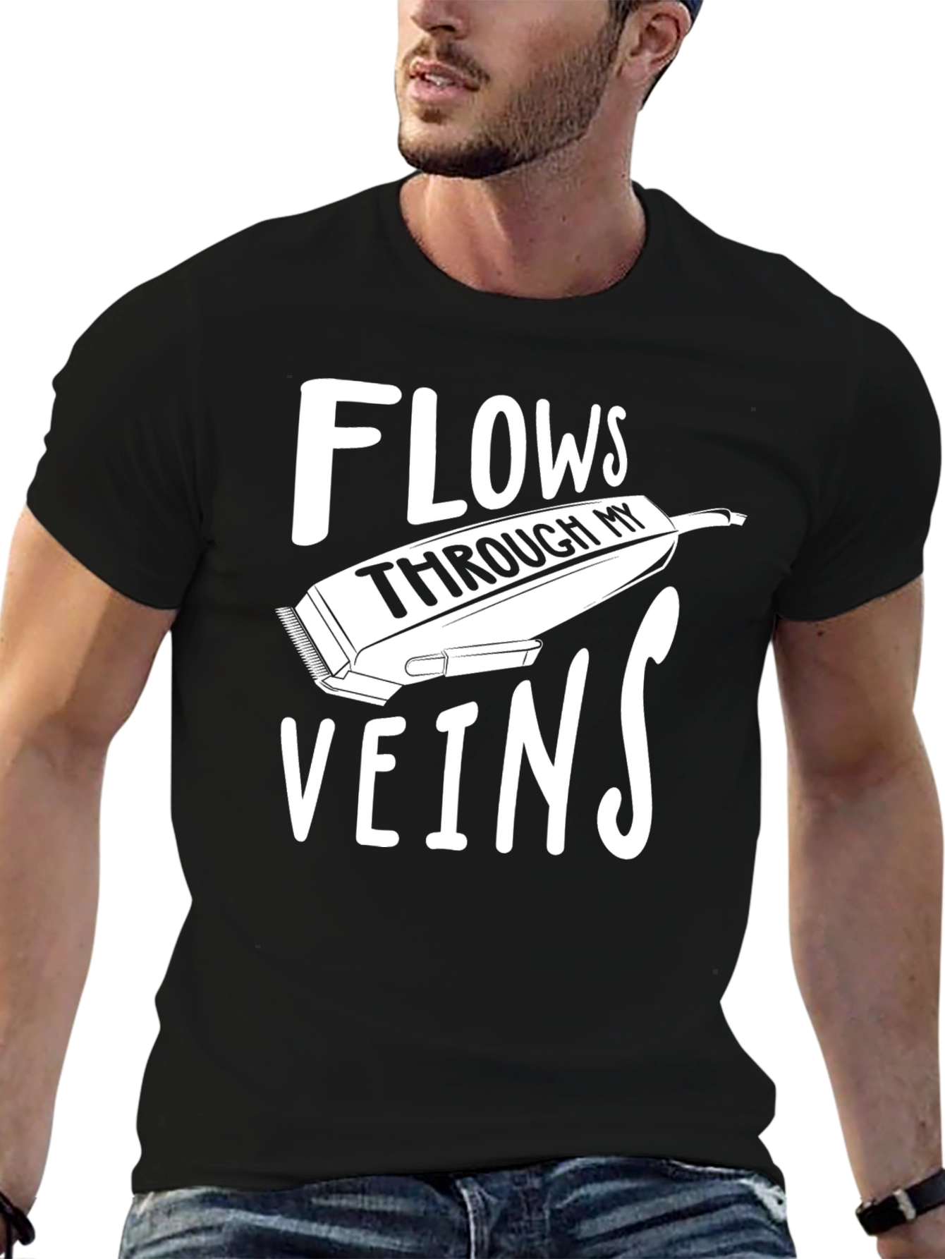 Black Flows Through My Veins Barber T-Shirt view 6