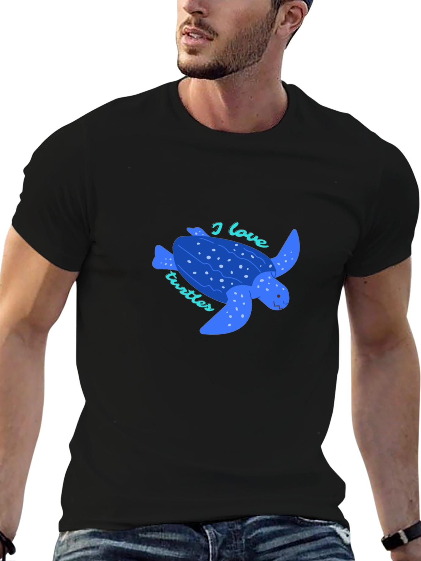 Black I Love Turtles Graphic Tee - Black view 6